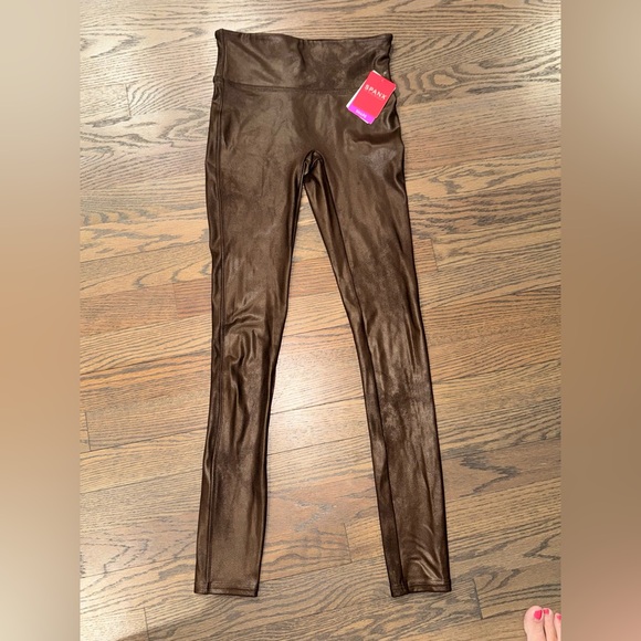 SPANX Pants - SPANX gold Leather-Like, high waisted Leggings